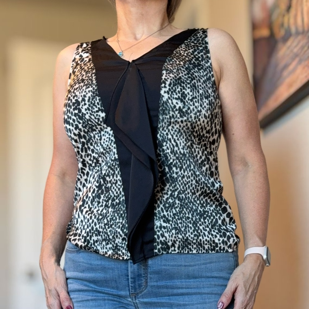 Ann Taylor Black and White Animal Print Blouse
